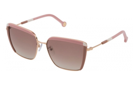 Gafas de Sol - Carolina Herrera - SHE148 - 300X  SHINY ROSE GOLD PINK BROWN // BROWN GRADIENT SILVER MIRROR