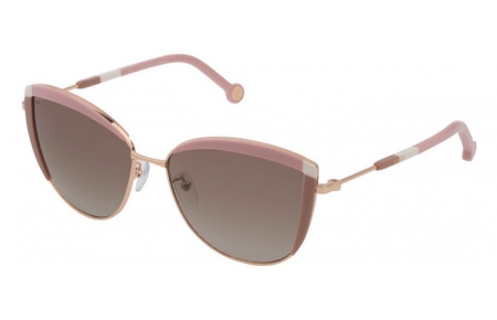 Gafas de Sol - Carolina Herrera - SHE149 - 300X  SHINY ROSE GOLD PINK // BROWN GRADIENT SILVER MIRROR