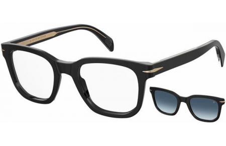 Monturas - David Beckham Eyewear - DB 7043/CS - 2M2 (Z7) BLACK GOLD // + CLIP ON BLUE GRADIENT POLARIZED