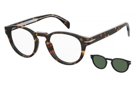 Frames - David Beckham Eyewear - DB 7104/CS - 086 (UC) HAVANA // CLEAR + CLIP ON GREEN POLARIZED