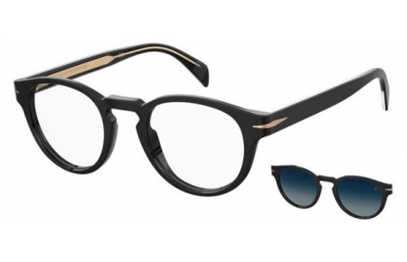 Monturas - David Beckham Eyewear - DB 7104/CS - 807 (WJ) BLACK // CLEAR + CLIP ON GREY GRADIENT POLARIZED