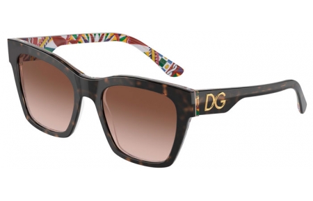 Lunettes de soleil - Dolce & Gabbana - DG4384 - 321773  HAVANA ON WHITE BARROW // BROWN GRADIENT