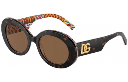 Lunettes de soleil - Dolce & Gabbana - DG4448 - 321773  HAVANA ON WHITE BARROW // DARK BROWN