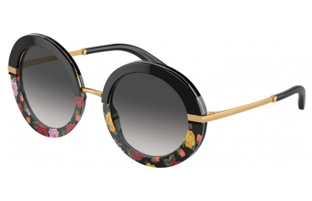 Gafas de Sol - Dolce & Gabbana - DG4393 - 34008G BLACK ON WINTER FLOWERS PRINT // GREY GRADIENT