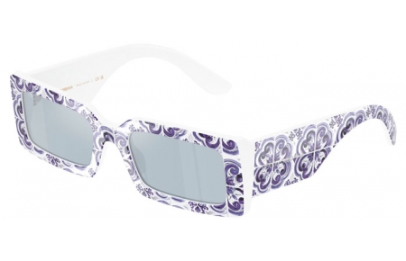 Gafas de Sol - Dolce & Gabbana - DG4416 - 345155  BLUE MAYOLICA ON WHITE // LIGHT BLUE MIRROR SILVER