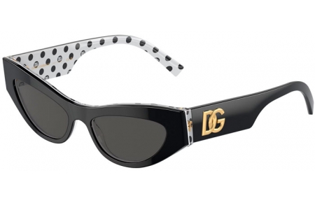 Gafas de Sol - Dolce & Gabbana - DG4450 - 331687 BLACK ON WHITE WITH BEIGE DOTS // DARK GREY