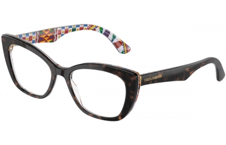 Monturas - Dolce & Gabbana - DG3360 - 3217  HAVANA ON WHITE BARROW