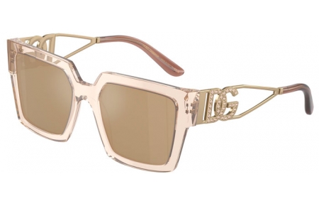 Gafas de Sol - Dolce & Gabbana - DG4446B - 343203  TRANSPARENT CAMEL // CLEAR MIRROR REAL YELLOW GOLD