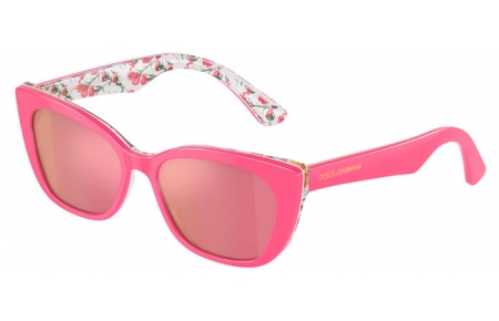 Gafas Junior - Dolce & Gabbana Junior - DX4427 - 3207/Z PINK ON PINK FLOWERS // ROSE GOLD MIRROR PINK