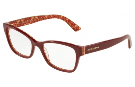 Monturas - Dolce & Gabbana - DG3274 - 3205 BORDEAUX ON DAMASCUS GLITTER