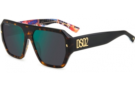 Gafas de Sol - Dsquared2 - D2 0128/S - 2VM (MT) HAVANA PATTERN // GREEN MIRROR