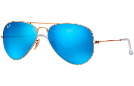 Gafas de Sol - Ray-Ban® - Ray-Ban® RB3025 AVIATOR LARGE METAL - 112/17 MATTE GOLD // CRYSTAL GREEN MIRROR MULTILAYER BLUE