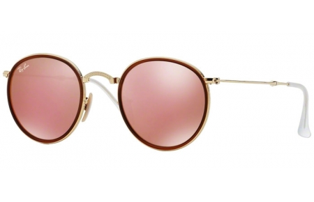 Gafas de Sol - Ray-Ban® - Ray-Ban® RB3517 ROUND FOLDING - 001/Z2 BURGUNDY GOLD // BROWN MIRROR PINK