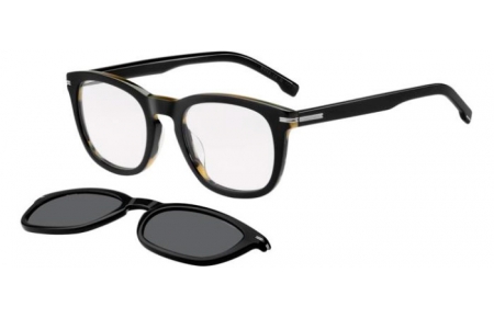 Gafas de Sol - BOSS Hugo Boss - BOSS 1725/G/CS - QF6 (M9) BLACK STRIPED WHITE // CLEAR + CLIP ON GREY POLARIZED