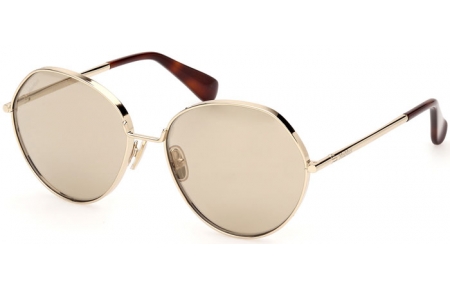 Gafas de Sol - MaxMara - MM0096 MENTON - 32G  SHINY PALE GOLD // LIGHT BROWN MIRROR