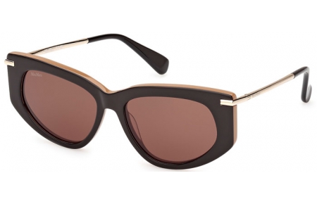 Sunglasses - MaxMara - MM0100 BETH - 50E  SHINY DARK BROWN // BROWN