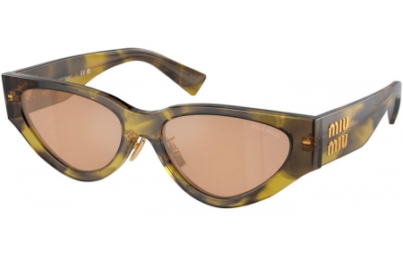 Sunglasses - Miu Miu - SMU 03ZS - 13Q40D  STRIPED IVY // LIGHT ORANGE MIRROR SILVER