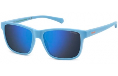 Gafas Junior - Polaroid Junior - PLD 8067/S - VGL (5X) MATTE BLUE AZURE // GREY BLUE MIRROR POLARIZED