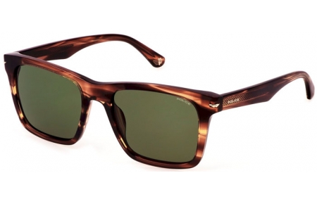 Gafas de Sol - Police - SPLN35 - 09N3  SHINY STRIPED BROWN // GREEN