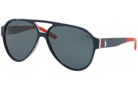 Gafas de Sol - POLO Ralph Lauren - PH4130 - 566787 SHINY NAVY BLUE ON WHITE RED // GREY