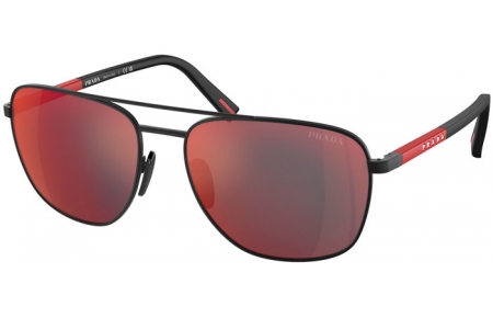 Gafas de Sol - Prada Linea Rossa - SPS 54ZS - DG008F  BLACK RUBBER // DARK GREY MIRROR BLUE RED