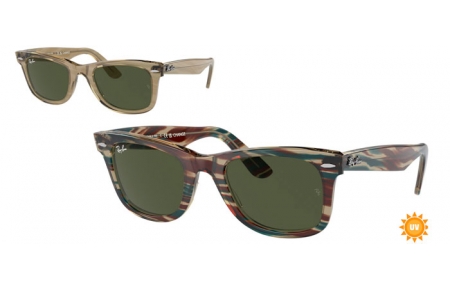 Gafas de Sol - Ray-Ban® - Ray-Ban® RB2140 ORIGINAL WAYFARER - 138731  PHOTOCHROMATIC STRIPED GREY // GREEN