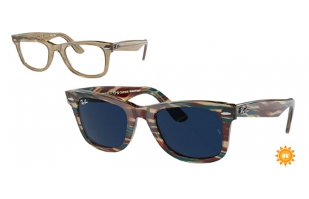 Gafas de Sol - Ray-Ban® - Ray-Ban® RB2140 ORIGINAL WAYFARER - 1387GG  PHOTOCHROMATIC STRIPED GREY // TRANSITIONS 8 SAPPHIRE PHOTOCHROMATIC