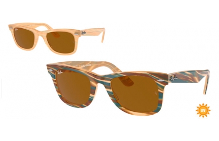 Gafas de Sol - Ray-Ban® - Ray-Ban® RB2140 ORIGINAL WAYFARER - 140833  PHOTOCHROMATIC STRIPED BROWN // DARK BROWN