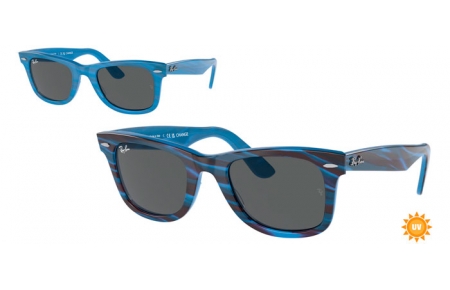 Gafas de Sol - Ray-Ban® - Ray-Ban® RB2140 ORIGINAL WAYFARER - 1409B1  PHOTOCHROMATIC STRIPED BLUE // DARK GREY