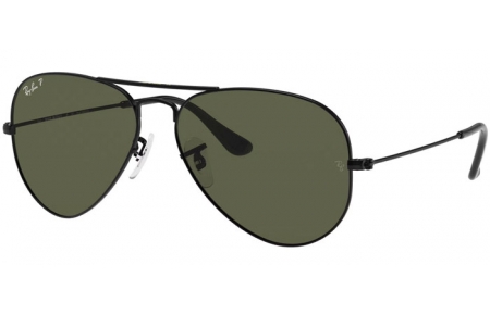 Gafas de Sol - Ray-Ban® - Ray-Ban® RB3025 AVIATOR LARGE METAL - 002/58  BLACK // CRYSTAL GREEN POLARIZED