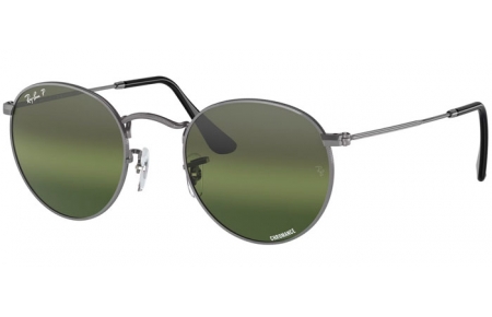 Gafas de Sol - Ray-Ban® - Ray-Ban® RB3447 ROUND METAL - 004/G4 GUNMETAL // GREEN GRADIENT MIRROR SILVER POLARIZED