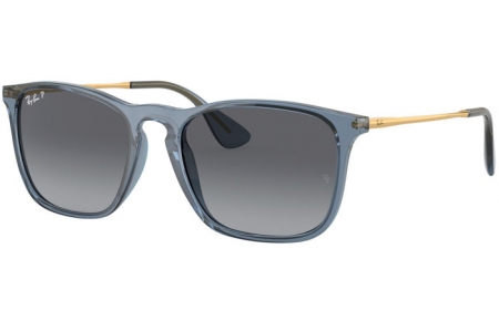 Gafas de Sol - Ray-Ban® - Ray-Ban® RB4187 CHRIS - 6592T3 TRANSPARENT BLUE // GREY GRADIENT POLARIZED