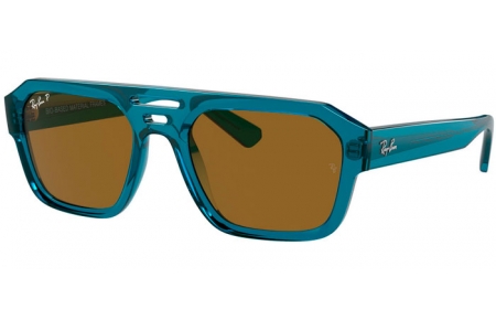 Sunglasses - Ray-Ban® - Ray-Ban® RB4397 CORRIGAN - 668383  TRANSPARENT LIGHT BLUE // DARK BROWN POLARIZED