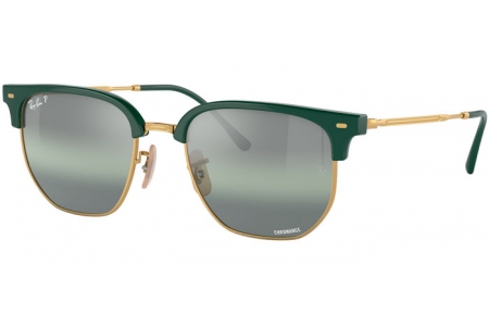 Gafas de Sol - Ray-Ban® - Ray-Ban® RB4416 NEW CLUBMASTER - 6655G4 GREEN ON GOLD // GREEN GRADIENT SILVER MIRROR POLARIZED