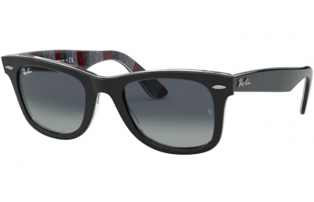 Gafas de Sol - Ray-Ban® - Ray-Ban® RB2140 ORIGINAL WAYFARER - 13183A BLACK ON CHEVRON GREY BURGUNDY // LIGHT GREY GRADIENT BLUE