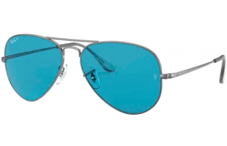 Gafas de Sol - Ray-Ban® - Ray-Ban® RB3689 AVIATOR METAL II - 004/S2 SHINY GUNMETAL // BLUE POLARIZED