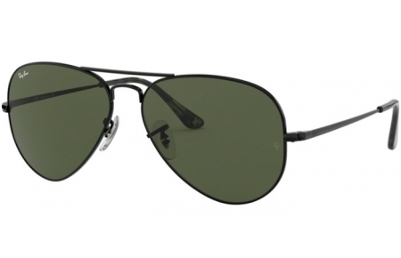 Gafas de Sol - Ray-Ban® - Ray-Ban® RB3689 AVIATOR METAL II - 914831 BLACK // CRYSTAL GREEN