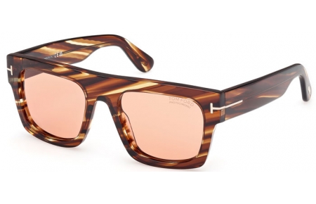 Gafas de Sol - Tom Ford - FAUSTO FT0711 - 53E  STRIPED BROWN // LIGHT BURGUNDY