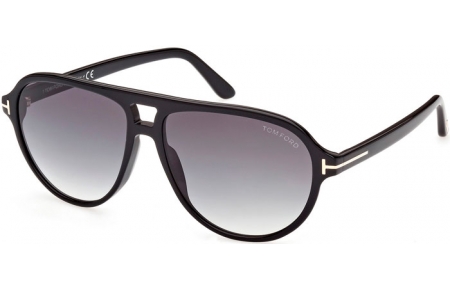 Sunglasses - Tom Ford - JEFFREY FT0932 - 01B  SHINY BLACK // GREY GRADIENT