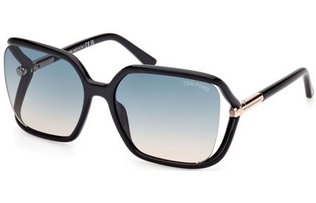 Gafas de Sol - Tom Ford - SOLANGE-02 FT1089 - 01P  SHINY BLACK // GREEN GRADIENT