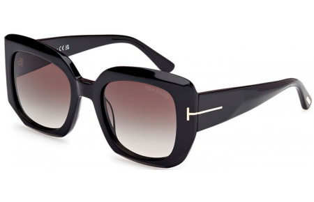 Gafas de Sol - Tom Ford - CARLA-02 FT1220 - 01B  SHINY BLACK // GREY GRADIENT