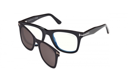 Monturas - Tom Ford - FT5970-B - 001  SHINY BLACK // CLEAR + CLIP ON GREY