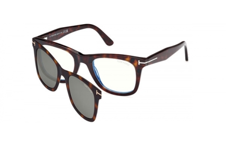 Frames - Tom Ford - FT5970-B - 052  HAVANA // CLEAR + CLIP ON GREEN