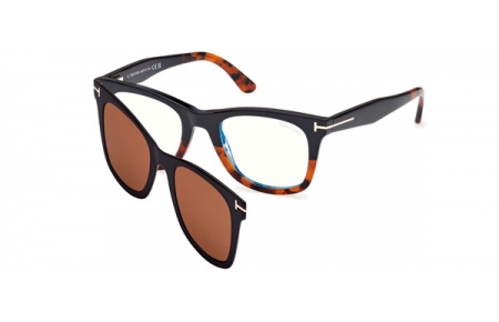 Monturas - Tom Ford - FT5970-B - 005  BLACK HAVANA // CLEAR + CLIP ON BROWN