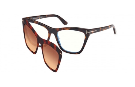 Frames - Tom Ford - FT5971-B - 052  DARK HAVANA // CLEAR + CLIP ON BROWN GRADIENT