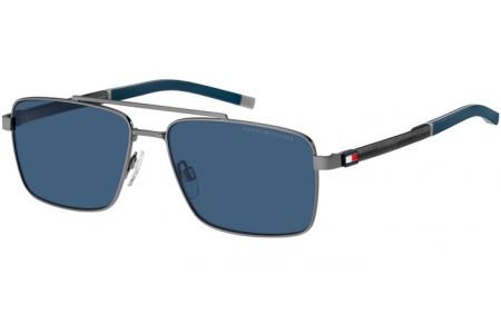 Sunglasses - Tommy Hilfiger - TH 2078/S - R80 (KU) MATTE DARK RUTHENIUM // BLUE GREY