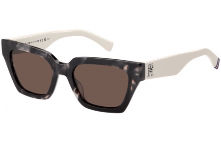 Gafas de Sol - Tommy Hilfiger - TH 2101/S - TCB (70) BLACK WHITE HAVANA // BROWN