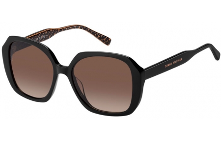 Gafas de Sol - Tommy Hilfiger - TH 2105/S - 7YQ (HA) BLACK PATTERNED BROWN // BROWN GRADIENT