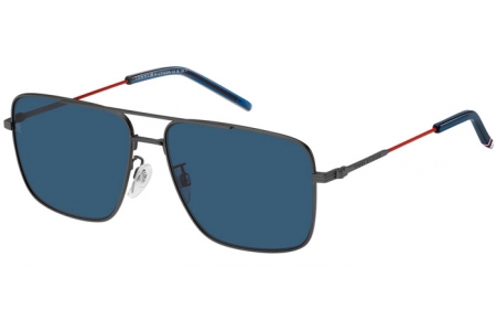 Gafas de Sol - Tommy Hilfiger - TH 2110/S - R80 (KU) MATTE DARK RUTHENIUM // BLUE GREY