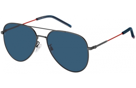 Gafas de Sol - Tommy Hilfiger - TH 2111/G/S - R80 (KU) MATTE DARK RUTHENIUM // BLUE GREY